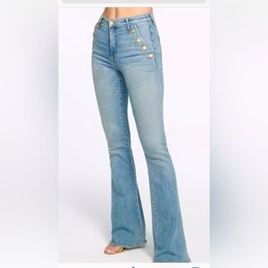 Ramy Brook Helena High-Rise Flare Jean in Soho Wash like new size 25.